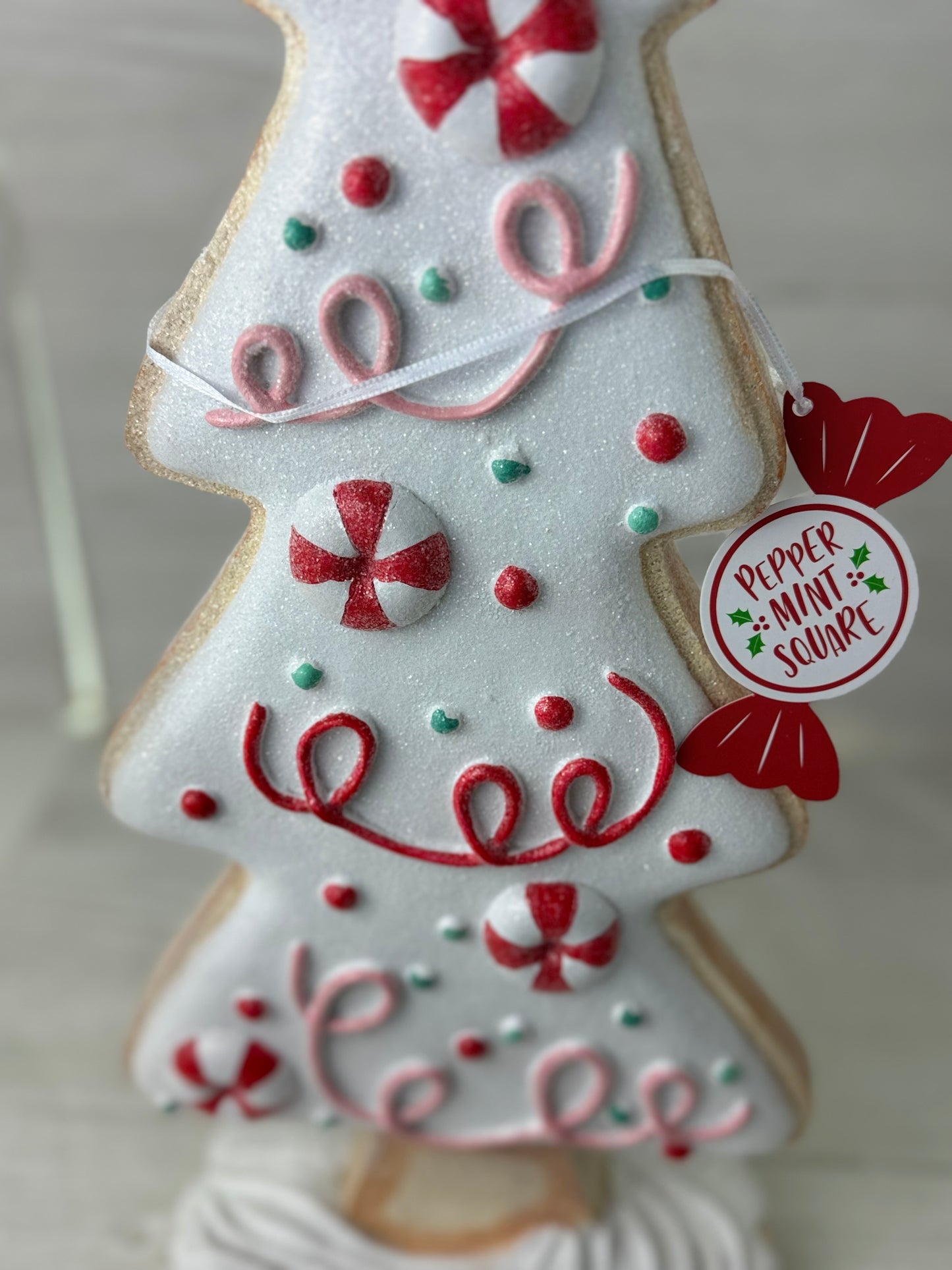 Peppermint Square 20” Icing Sugar Cookie Christmas Tree