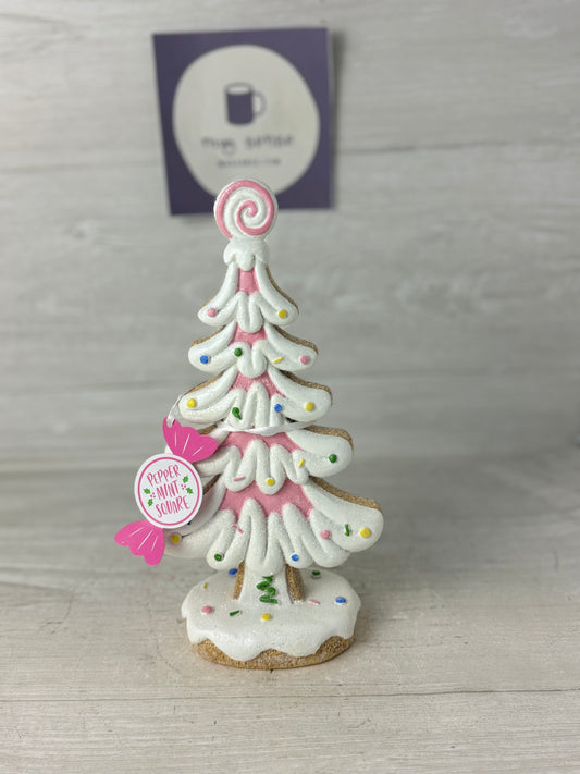 Peppermint Square Pink Sprinkles Cookie 10" Tree