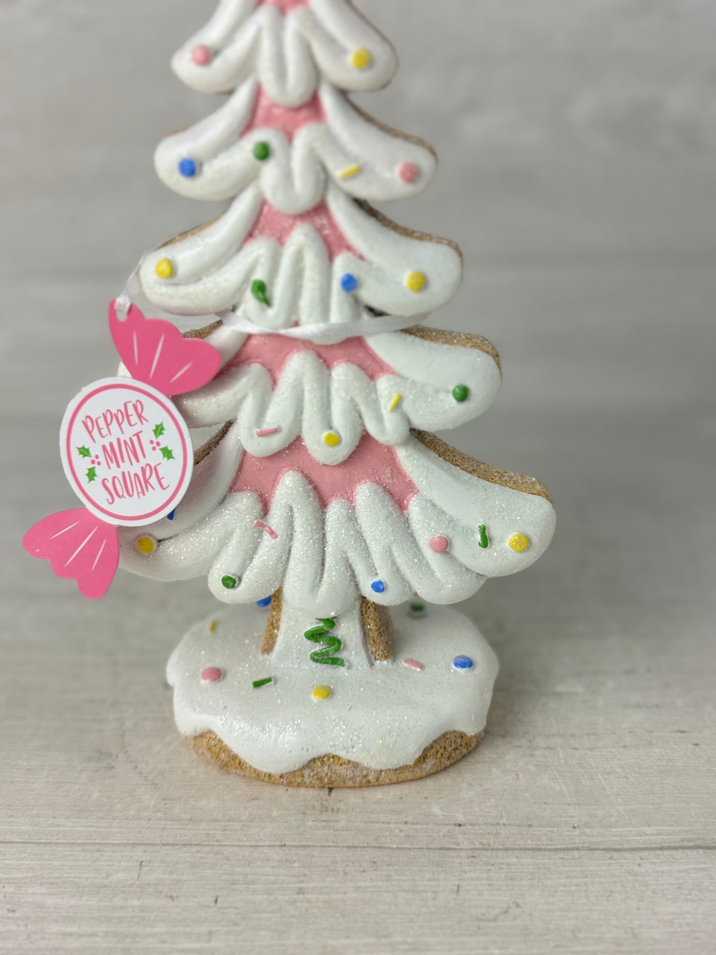 Peppermint Square Pink Sprinkles Cookie 10" Tree