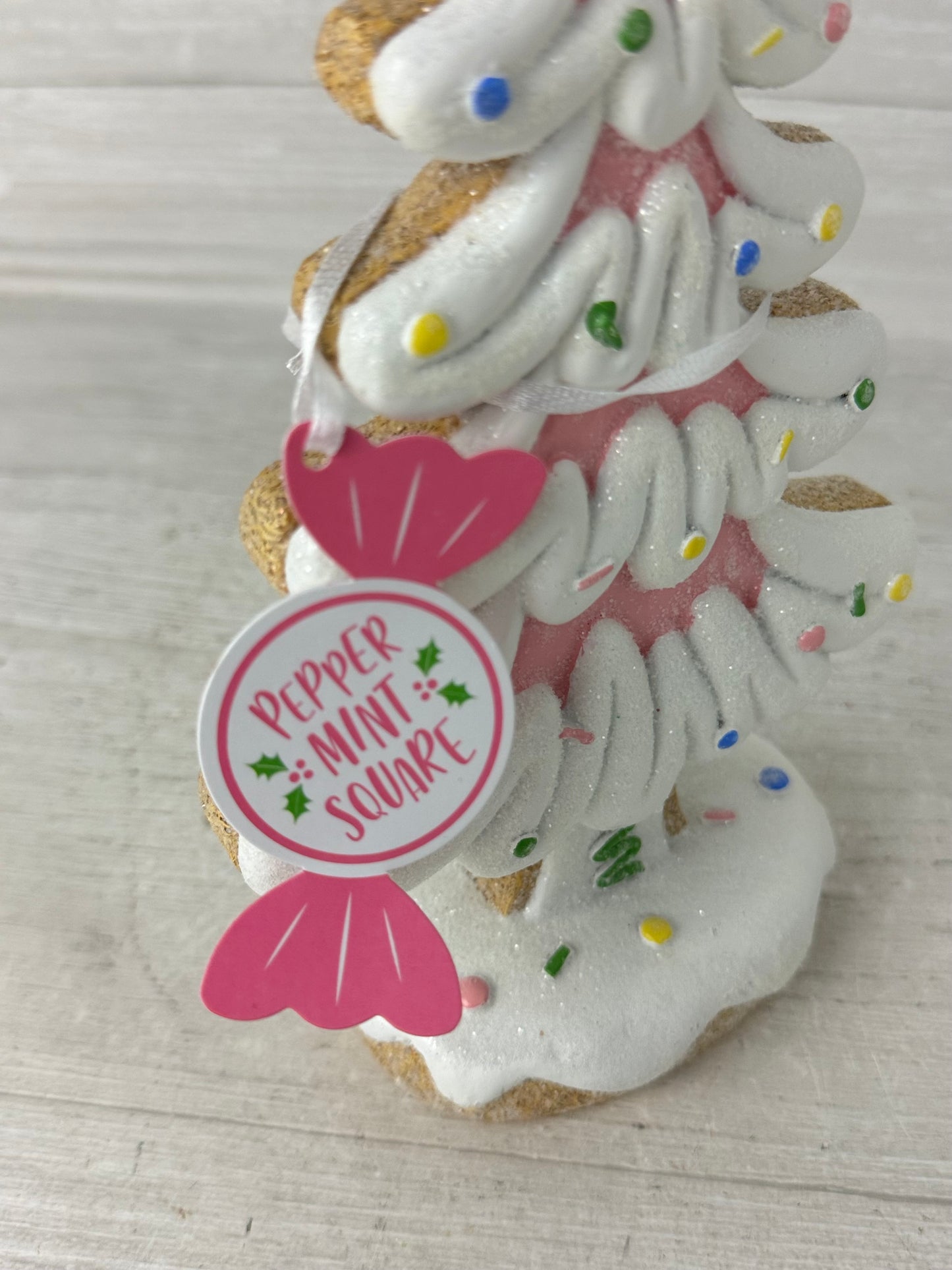 Peppermint Square Pink Sprinkles Cookie 10" Tree