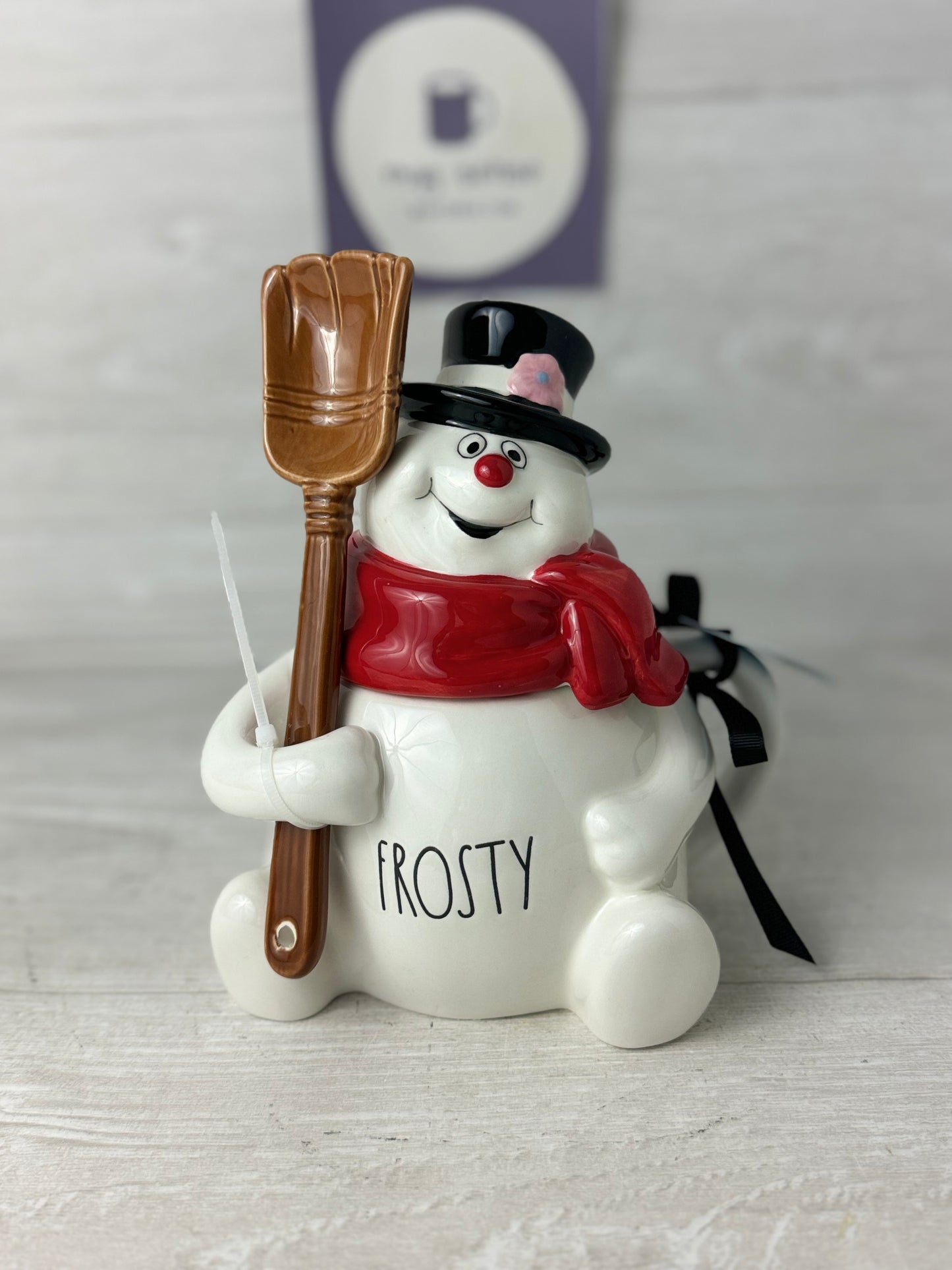 Rae Dunn Frosty The Snowman Topper Mug With Broom Spoon