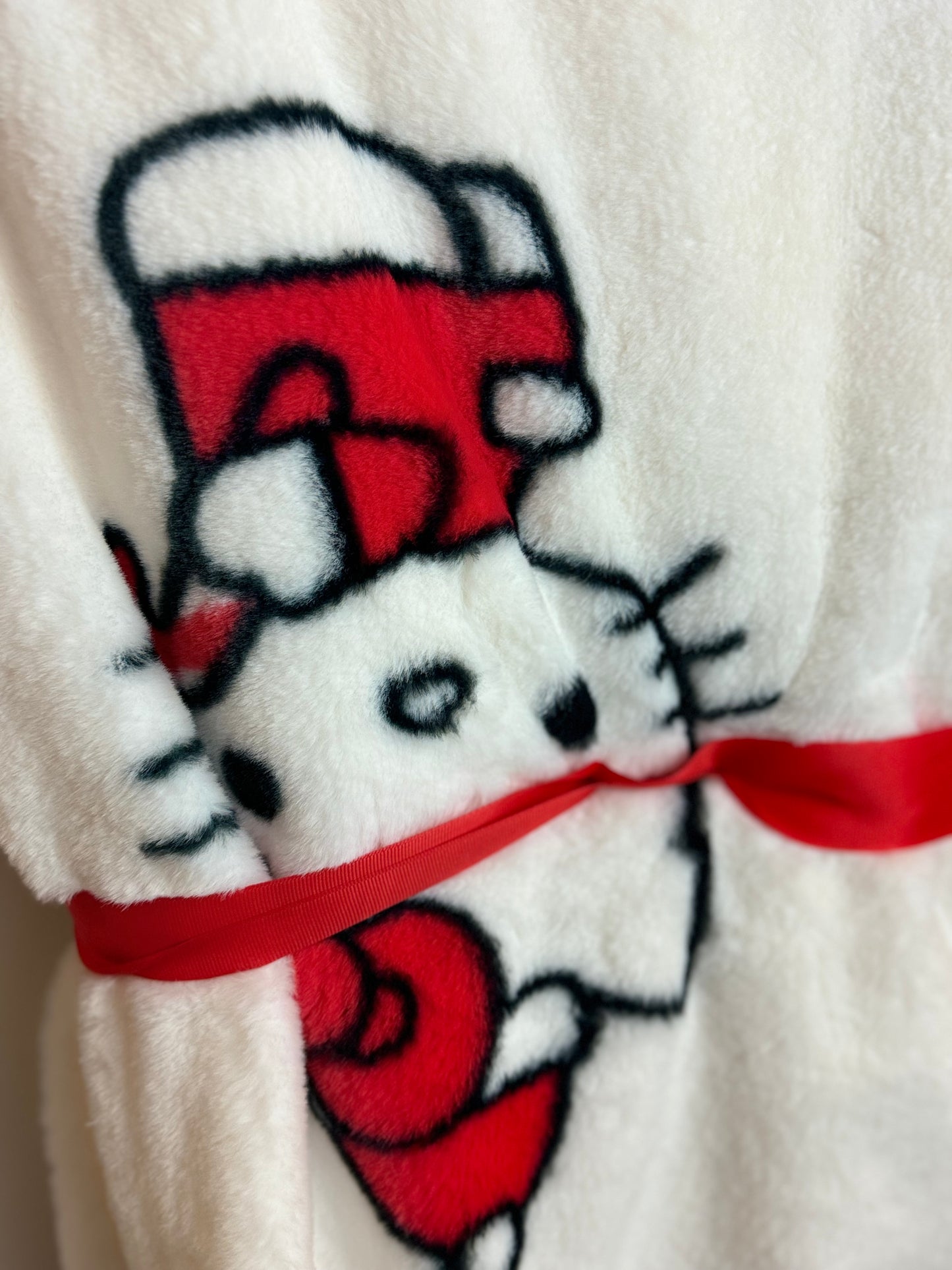 Hello Kitty Heavy Fur Candy Cane Christmas Throw