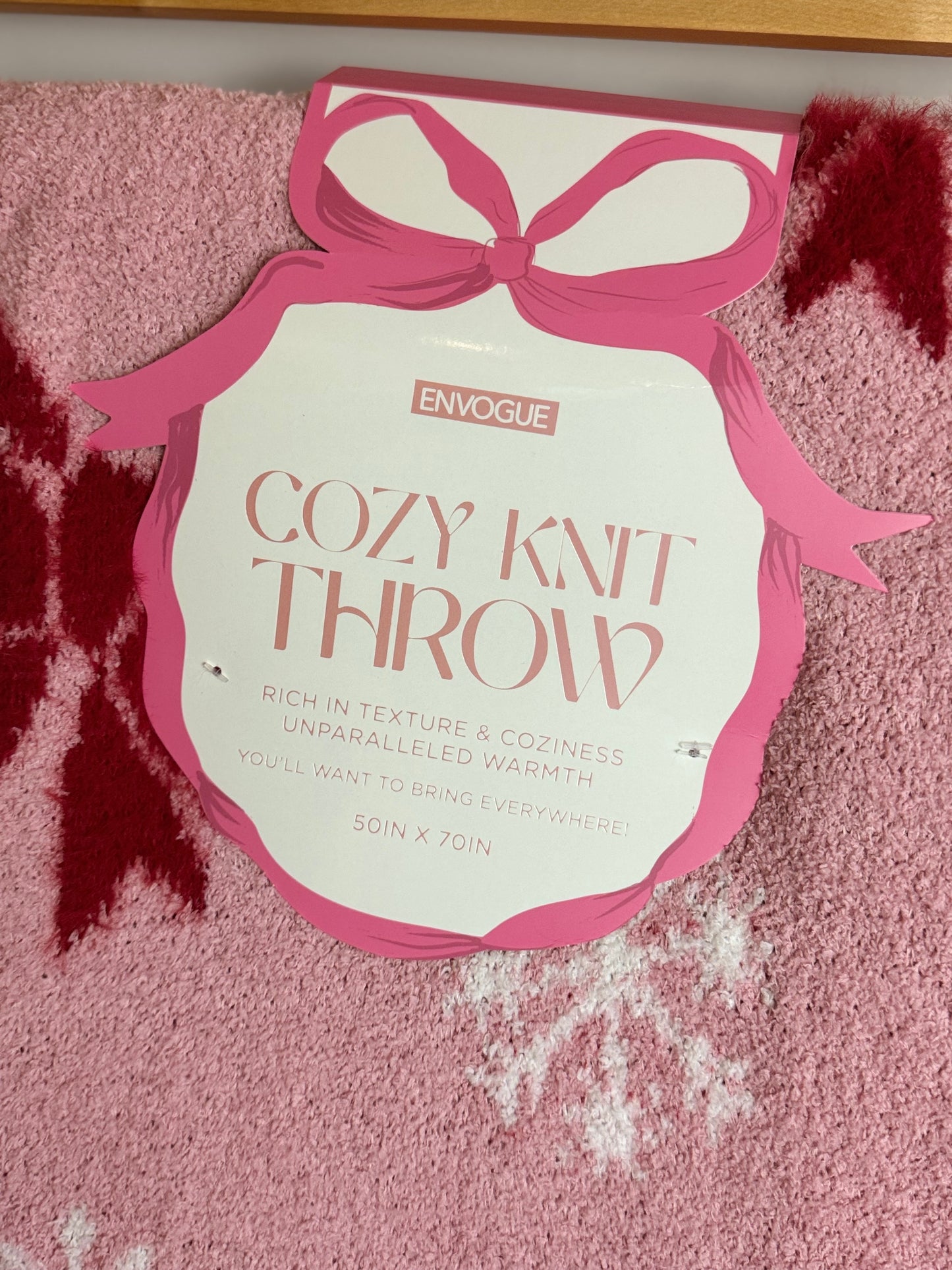 Envogue Pink Bow Knit Throw