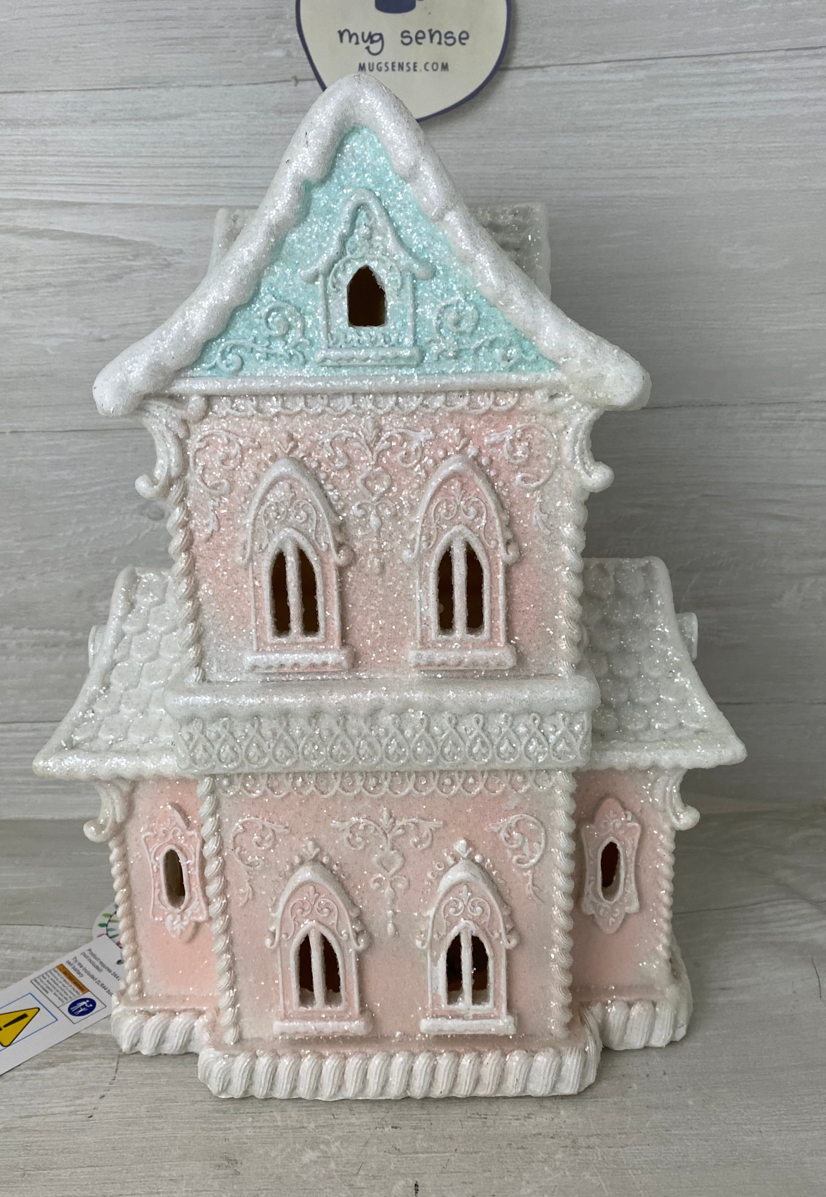 Pink pastel Gingerbread Victorian Light Up Sugar sold House Home Decor