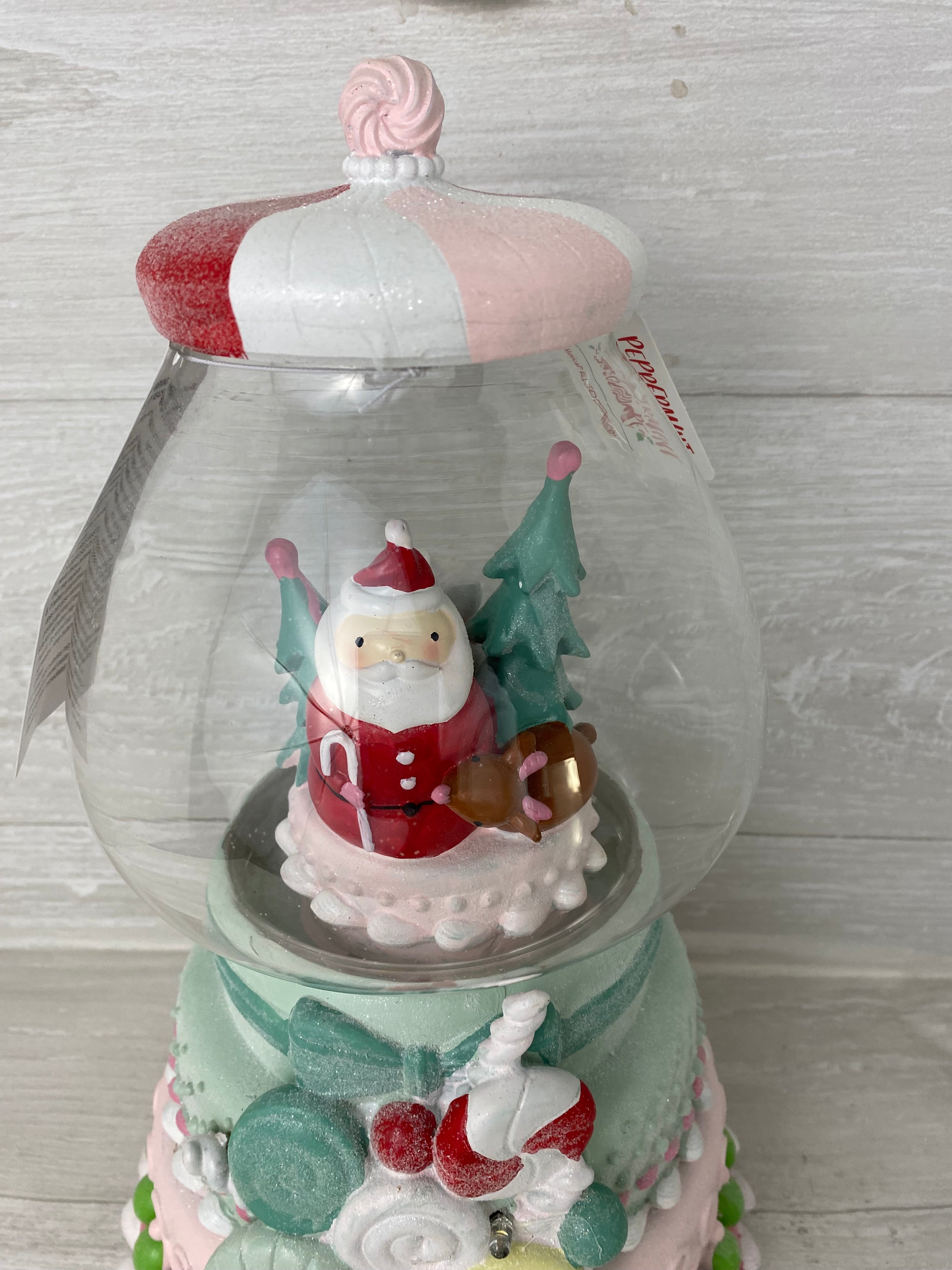 Peppermint outlet Square Pastel Santa Gumball machine w/music and lights