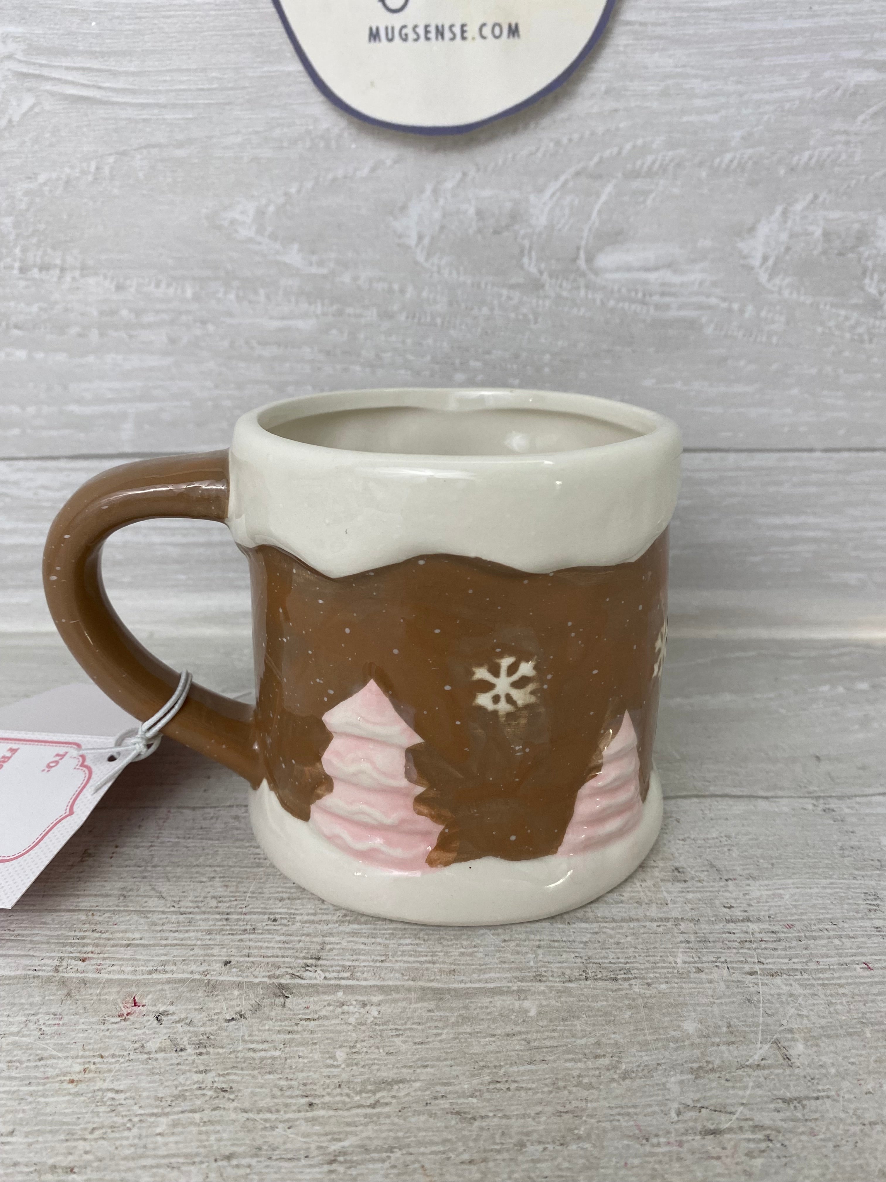 Peppermint and Pine Pink Gingerbread House & Gingerbread Man store Mugs