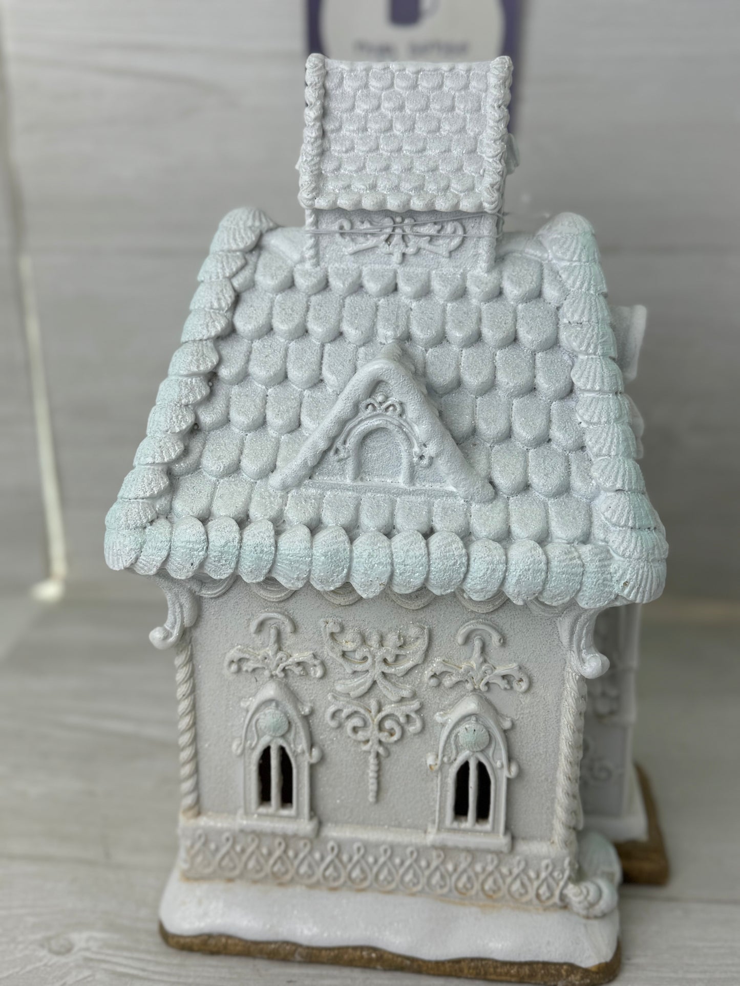 Light Pastel Beach Gingerbread Light Up House