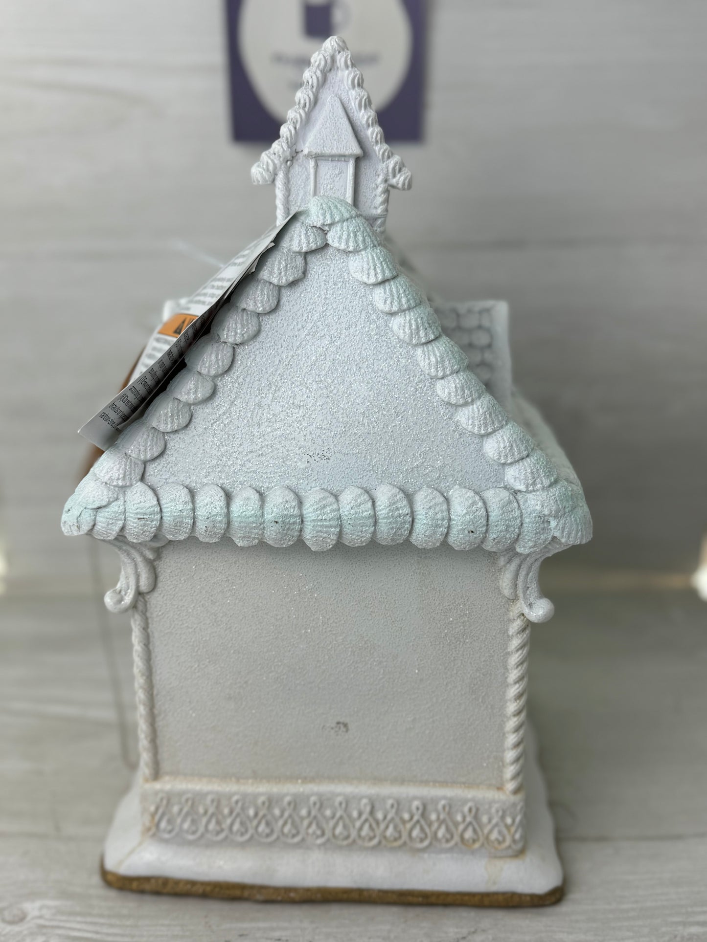 Light Pastel Beach Gingerbread Light Up House