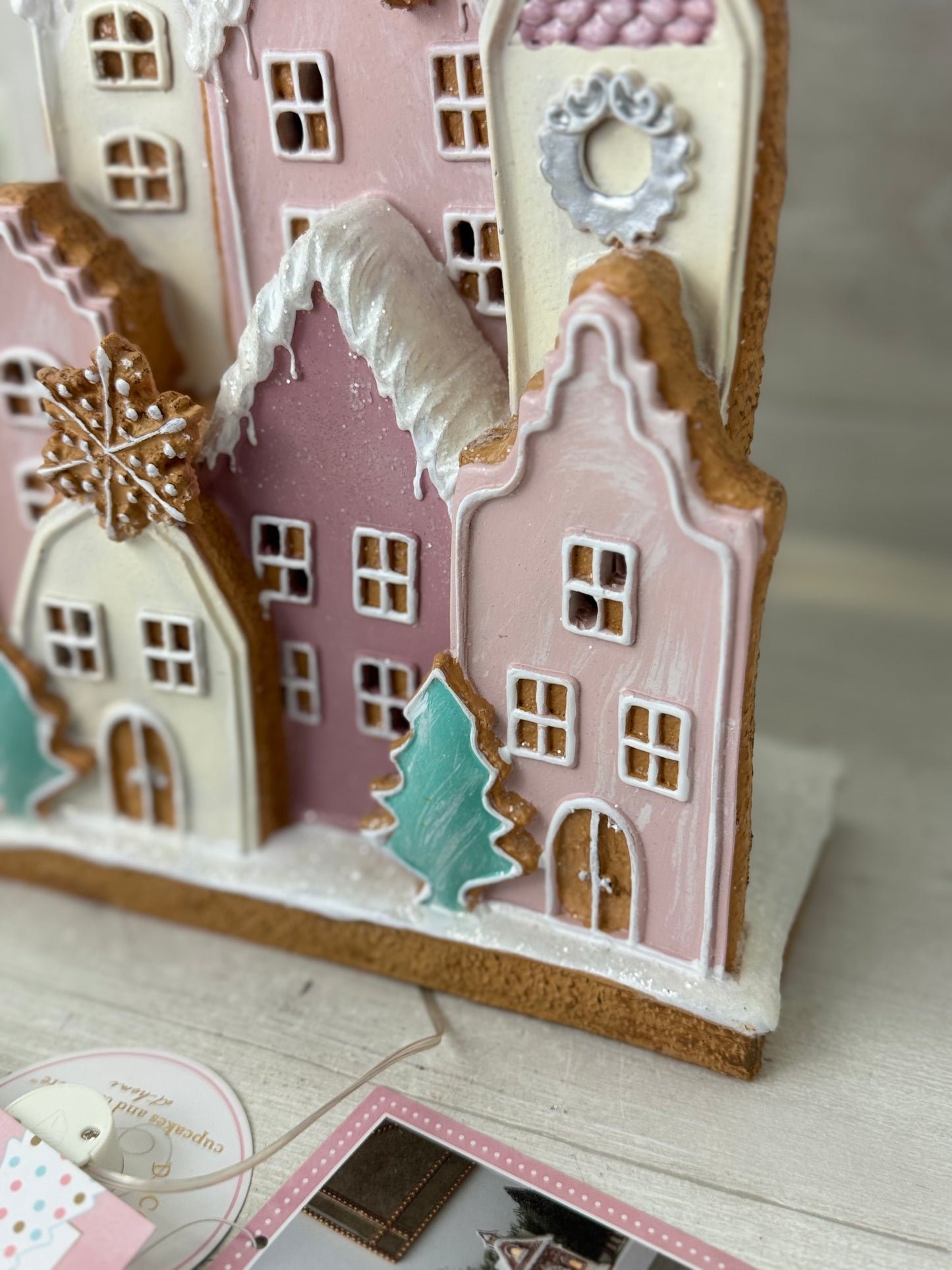 Cupcakes & Cashmere Pink Gingerbread House Village