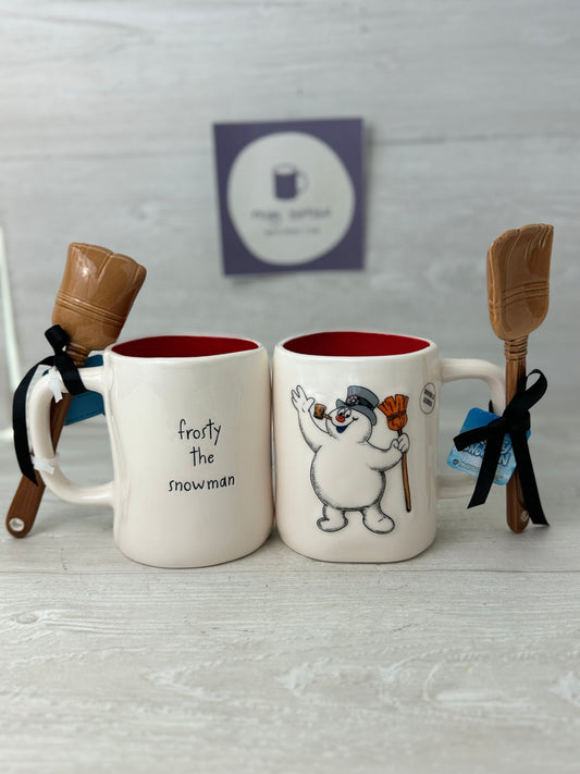 Rae Dunn Frosty The Snowman Mug with Broom Spoon