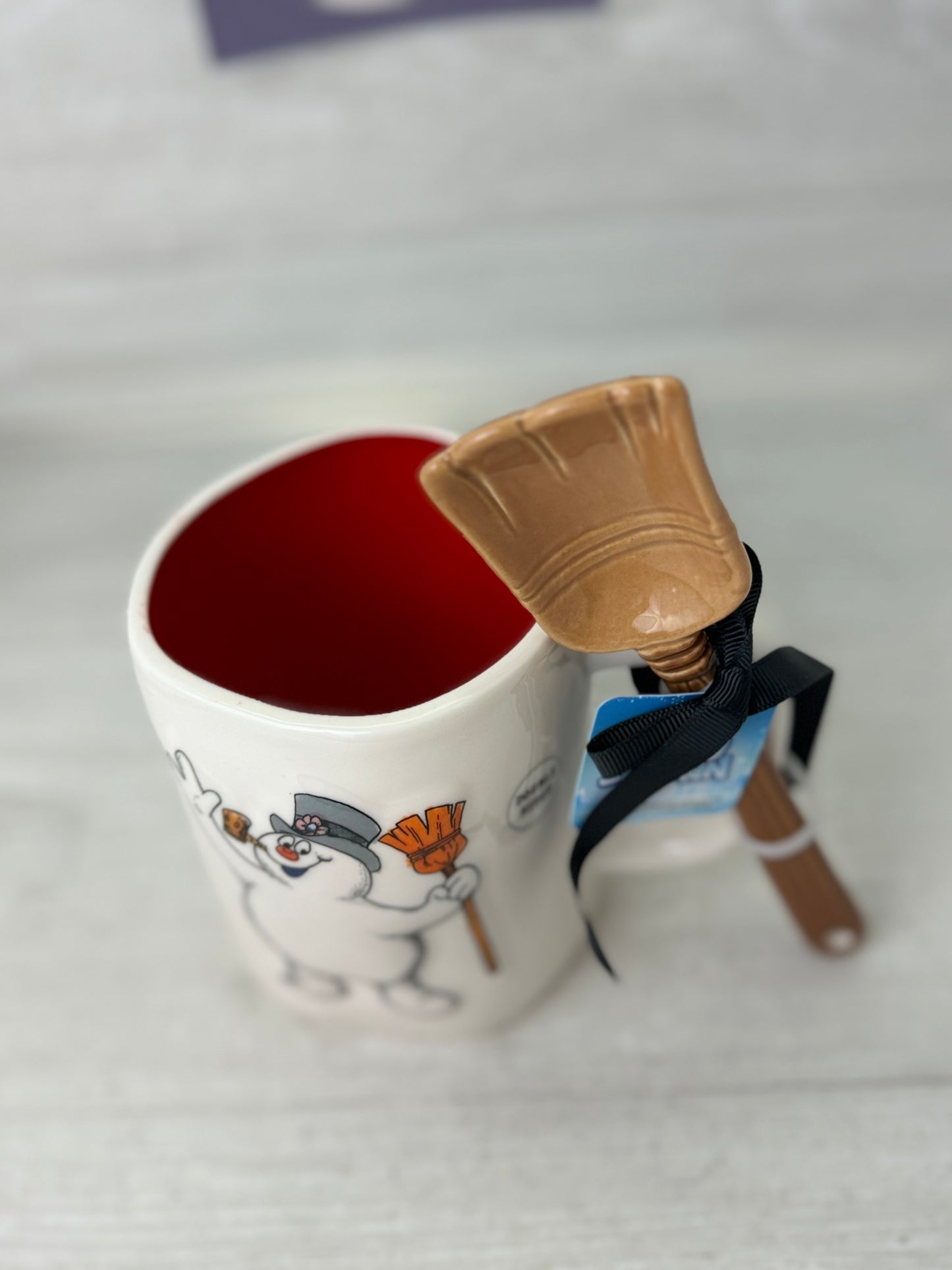 Rae Dunn Frosty The Snowman Mug with Broom Spoon