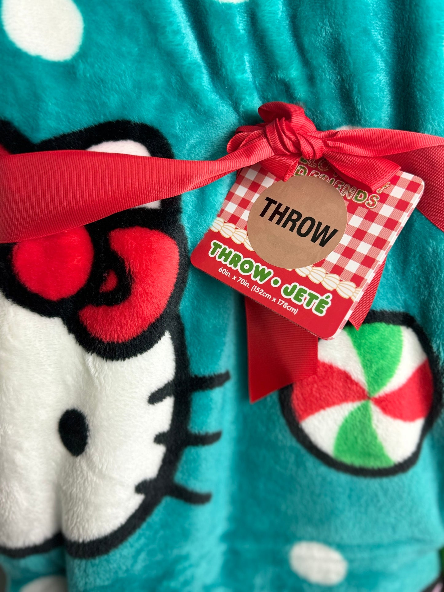 Hello Kitty Christmas Green Peppermint Throw Blanket