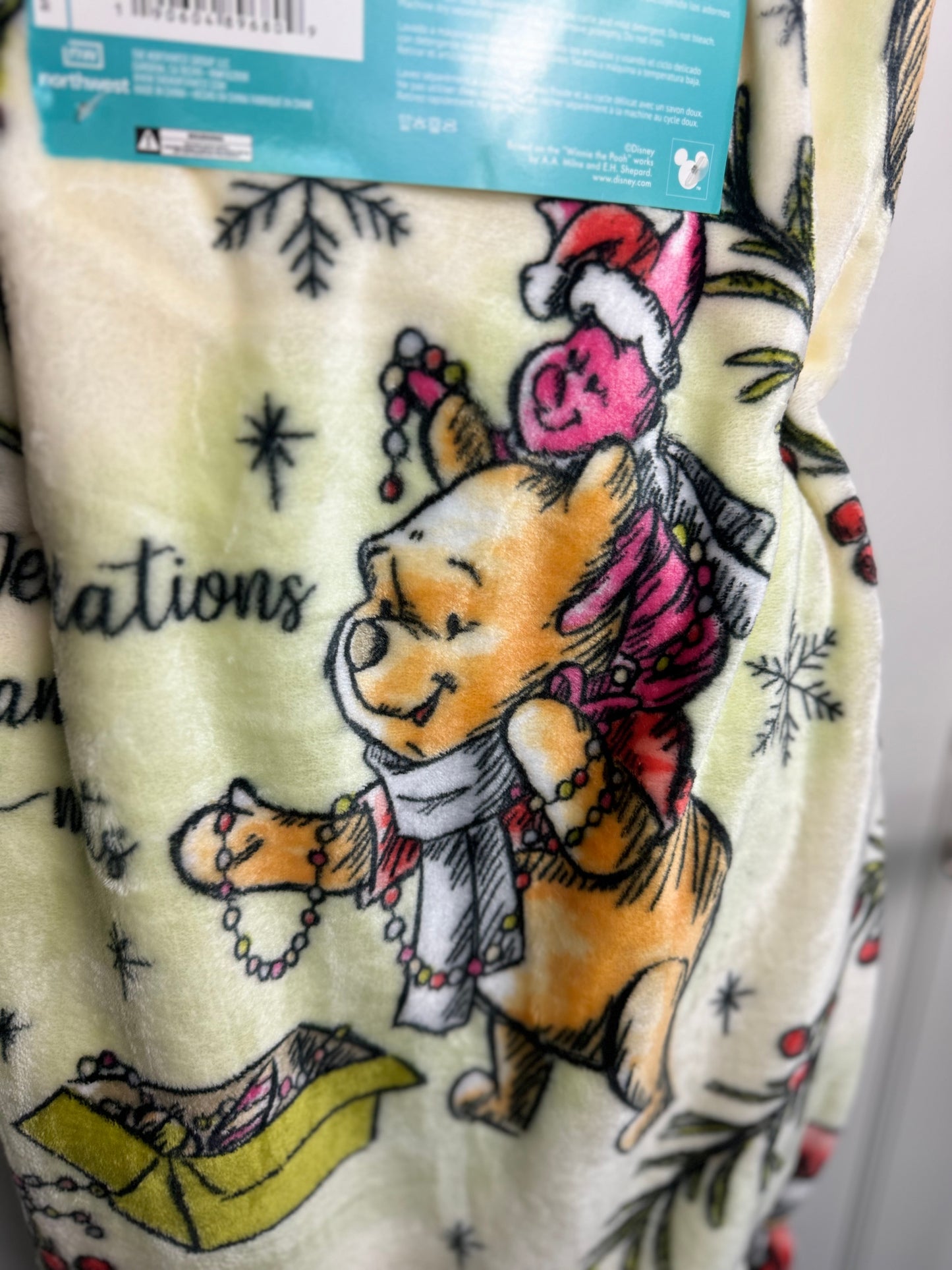 Disney's Winnie The Pooh Christmas Throw Blanket