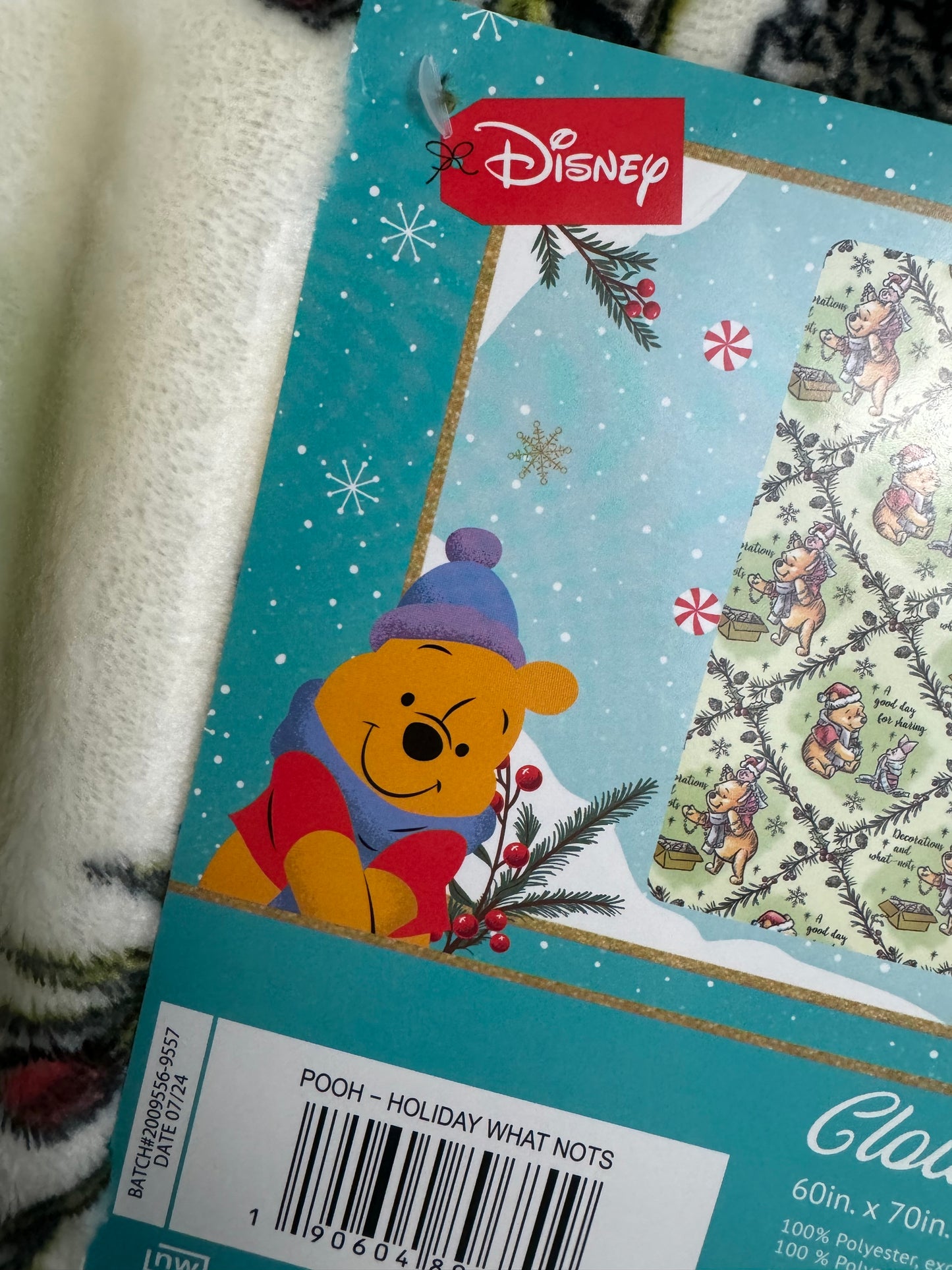 Disney's Winnie The Pooh Christmas Throw Blanket