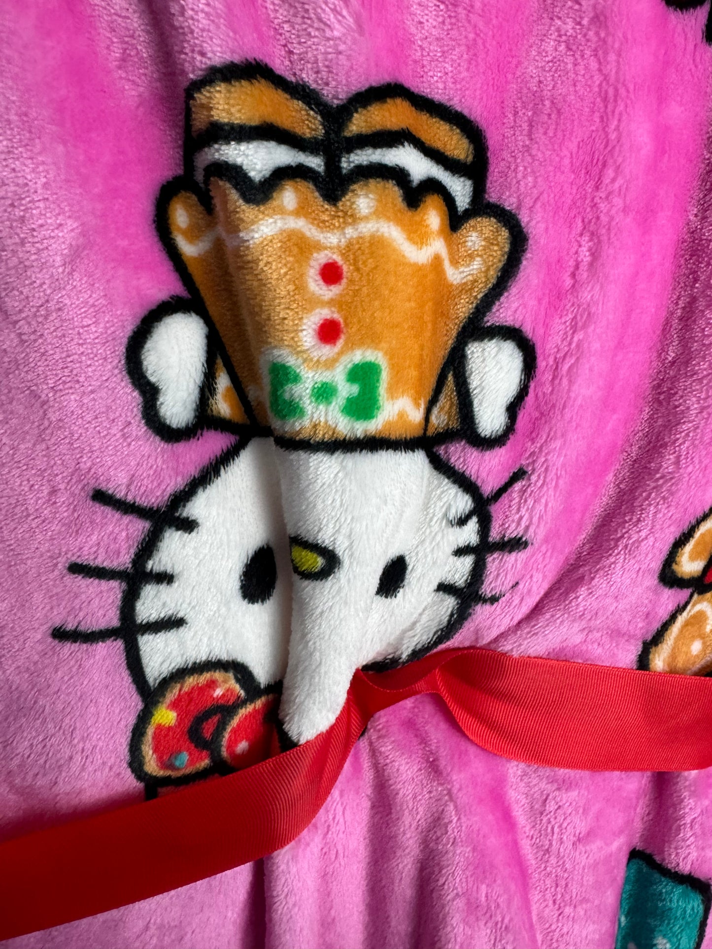 Hello Kitty Christmas Pink Gingerbread Throw Blanket