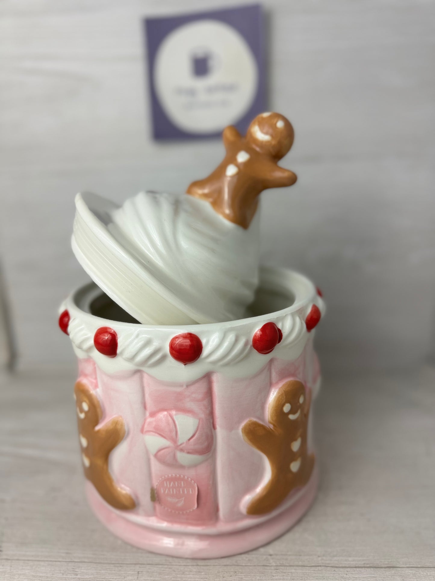 Peppermint & Pine Gingerbread Cupcake Cookie Jar Canister