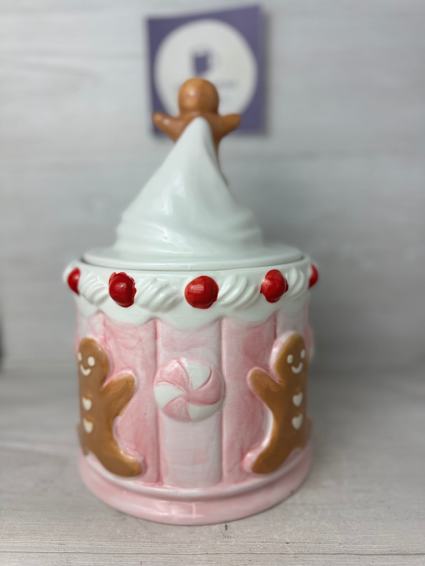 Peppermint & Pine Gingerbread Cupcake Cookie Jar Canister