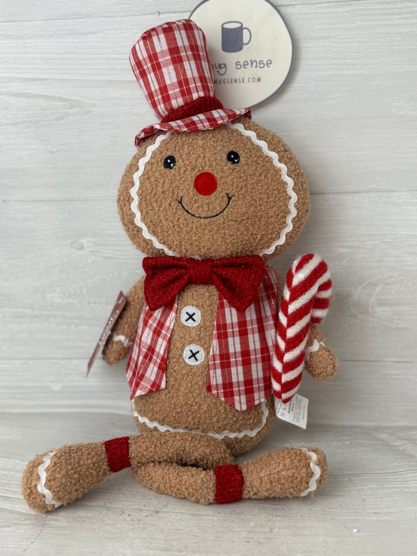 Peppermint Square Gingerbread Man Shelf Sitter