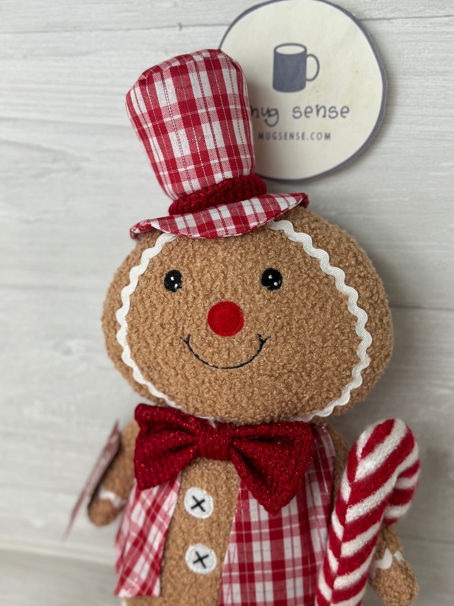 Peppermint Square Gingerbread Man Shelf Sitter