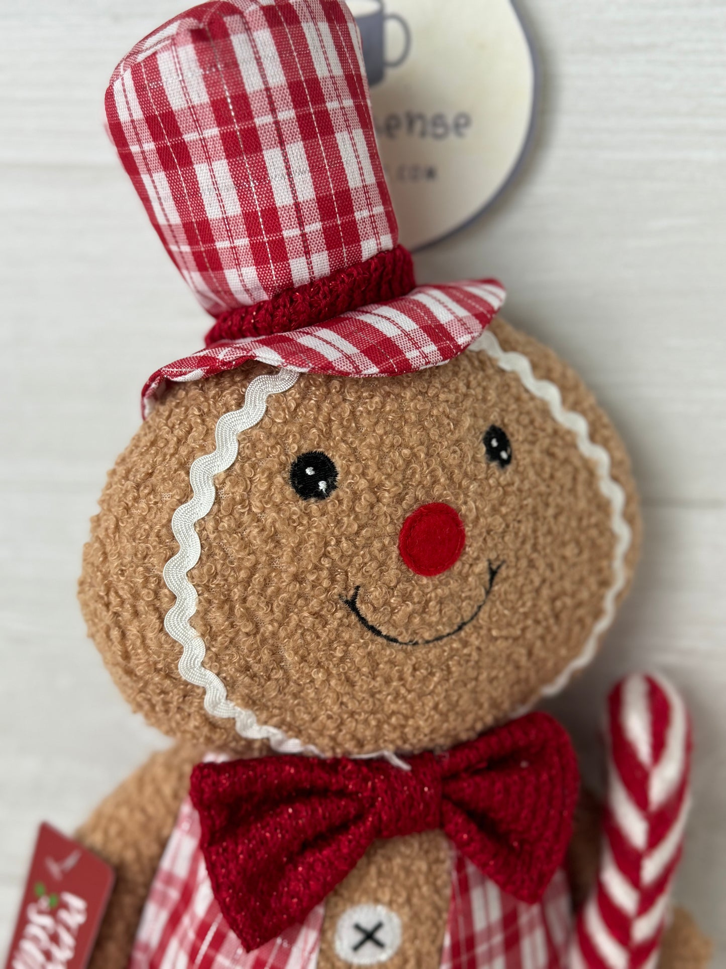 Peppermint Square Gingerbread Man Shelf Sitter