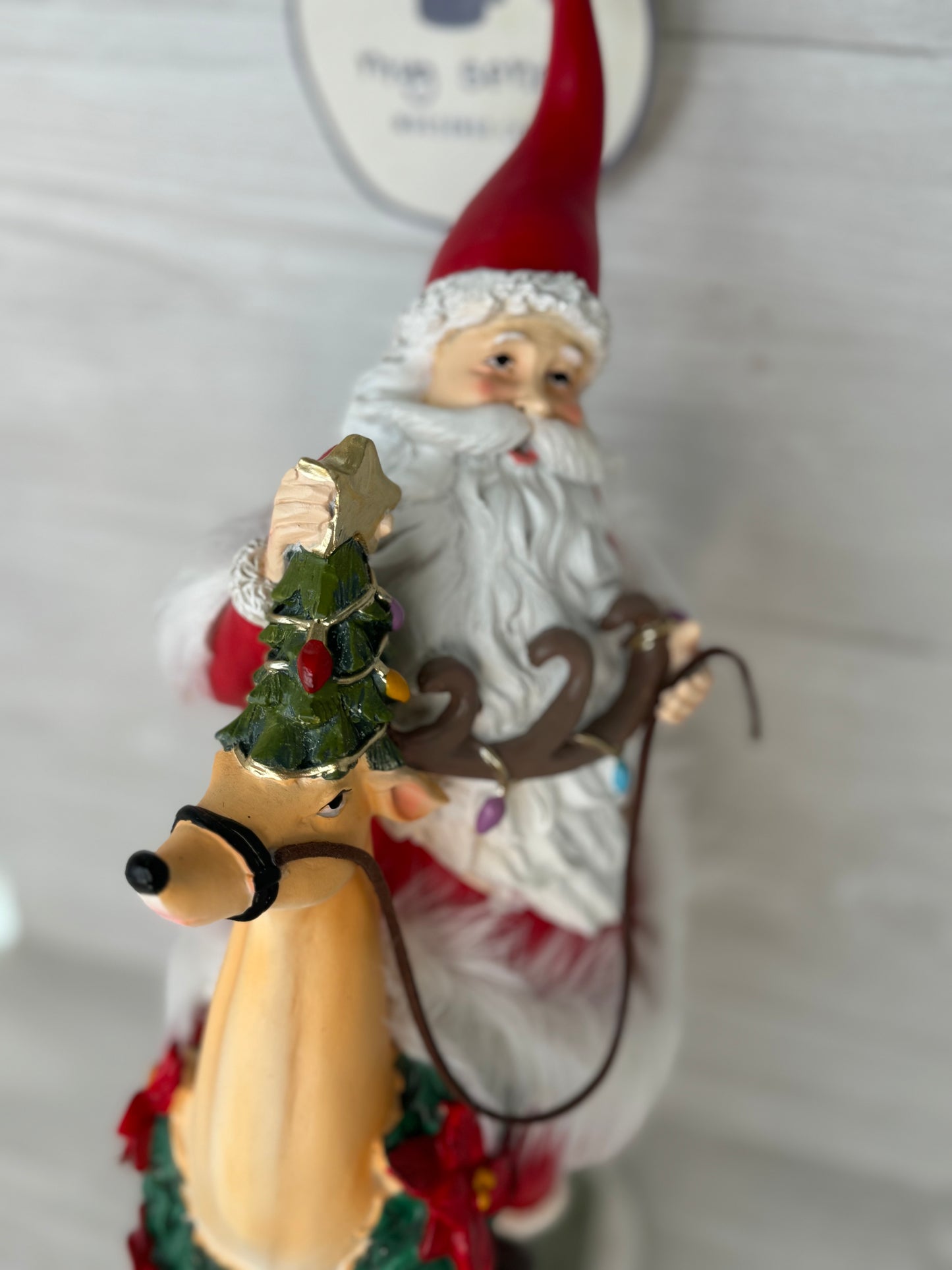 Patience Brewster Large 18" Santa Riding Reindeer Statue