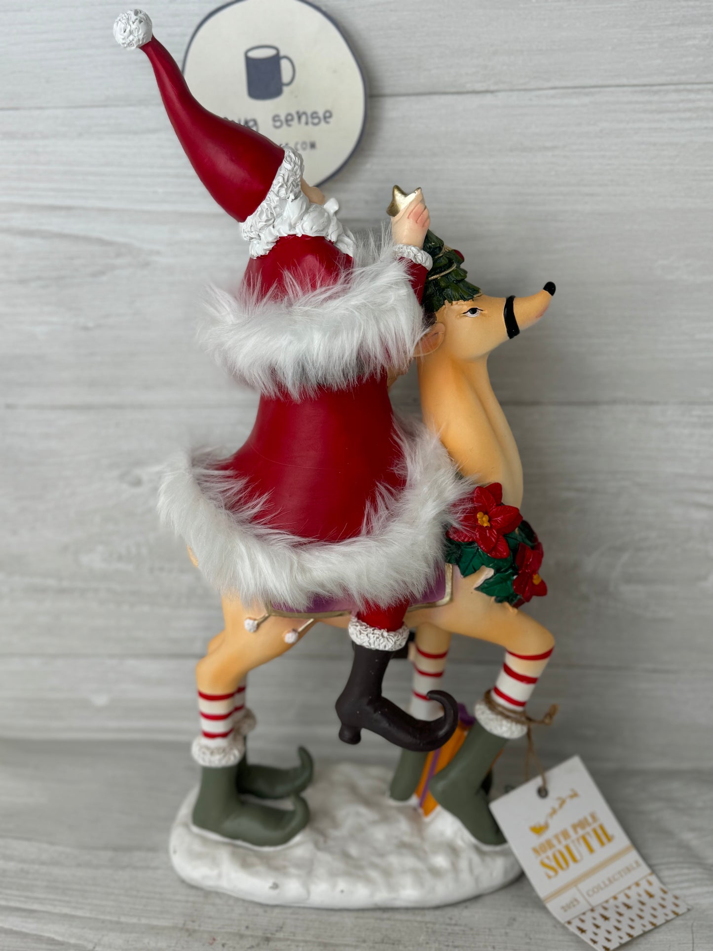 Patience Brewster Large 18" Santa Riding Reindeer Statue