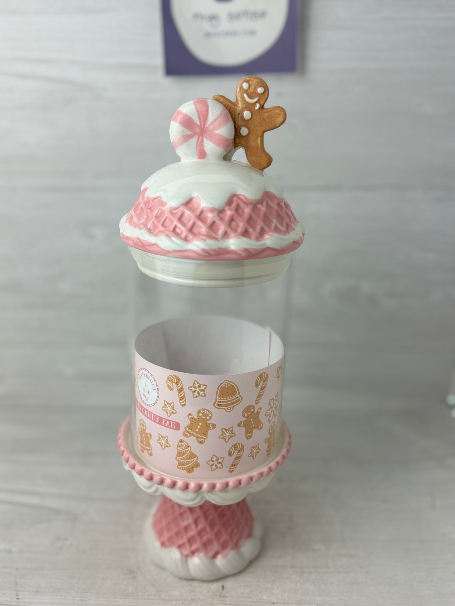 Peppermint & Pine Pink Gingerbread Candy Jar