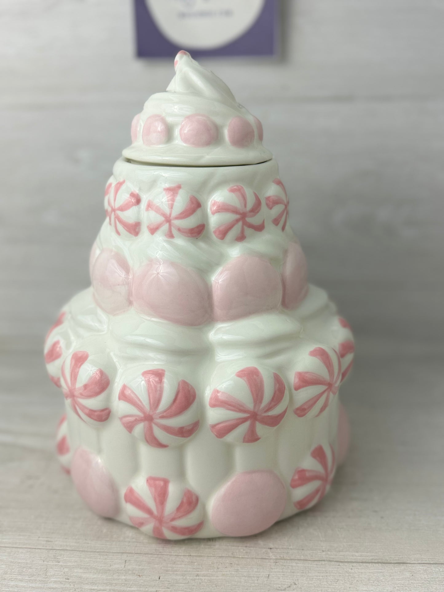 Peppermint & Pine Whipped Cream Cake Cookie Jar Canister