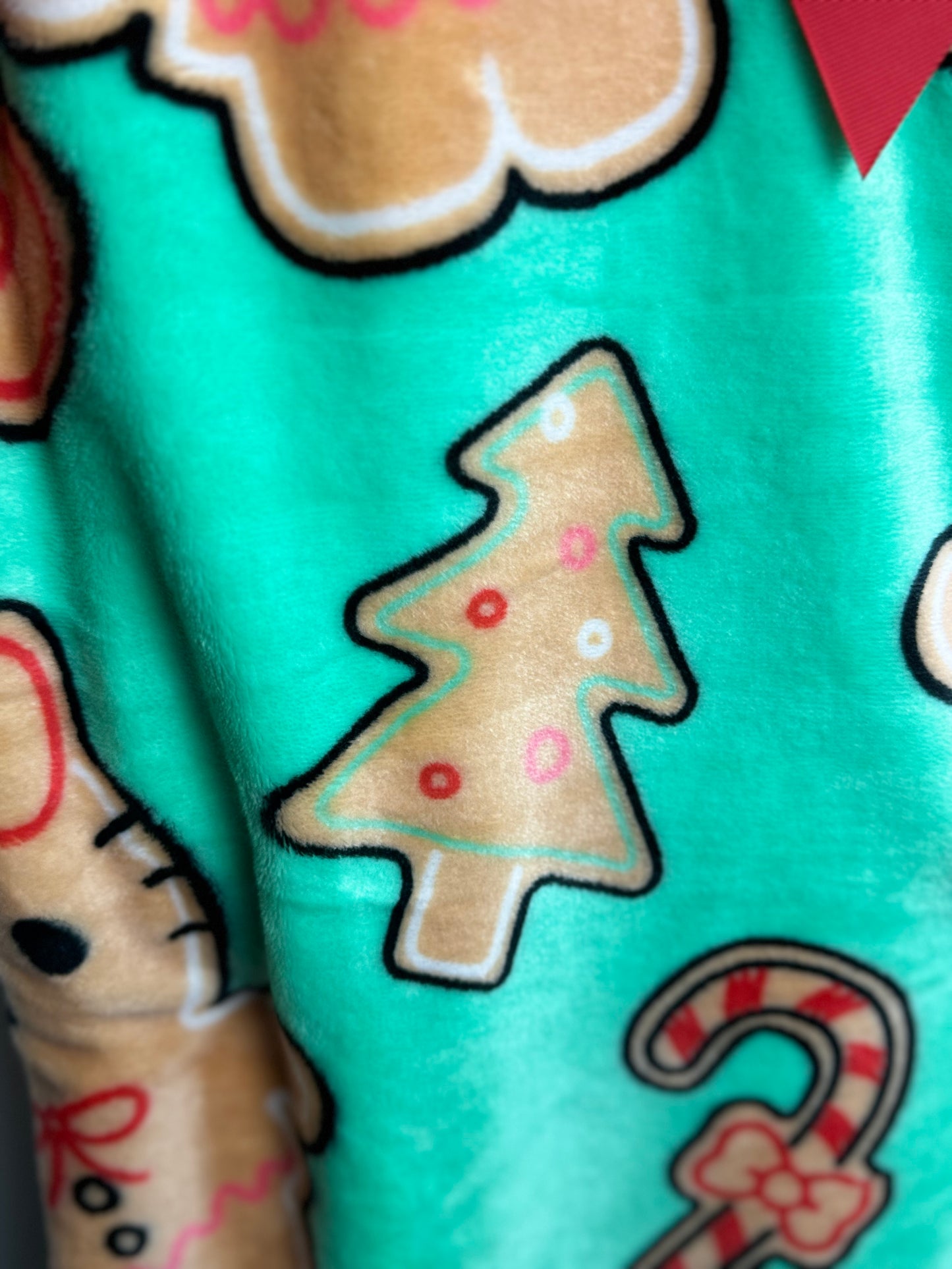 Hello Kitty Gingerbread Cookie Teal Throw Blanket