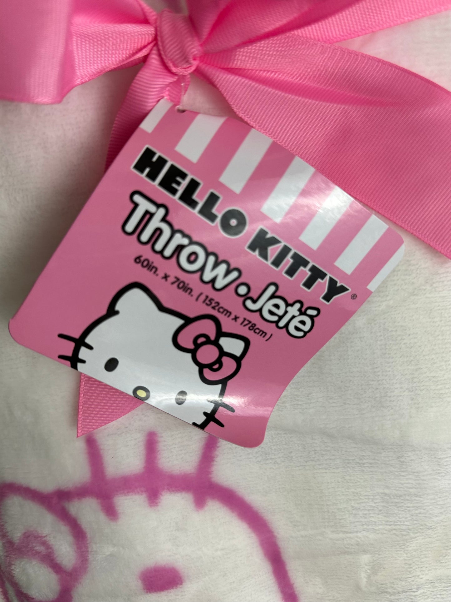 Hello Kitty Multi Colored Ombre White Throw Blanket