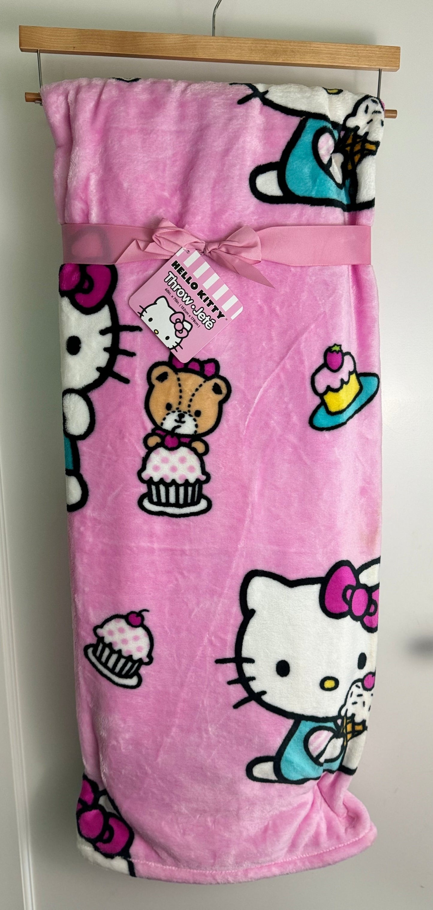 Hello Kitty Teddy Bear Throw Blanket