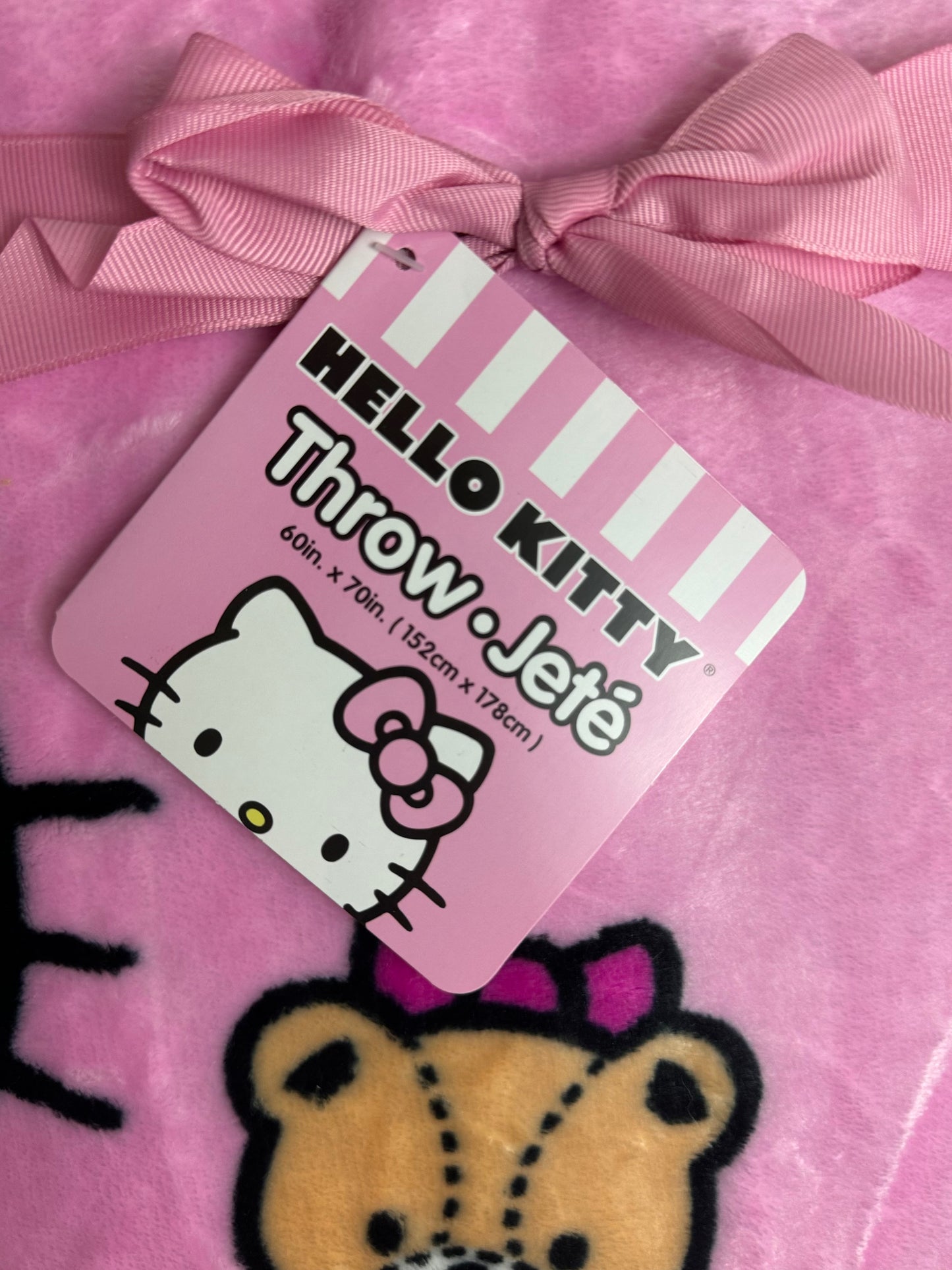 Hello Kitty Teddy Bear Throw Blanket