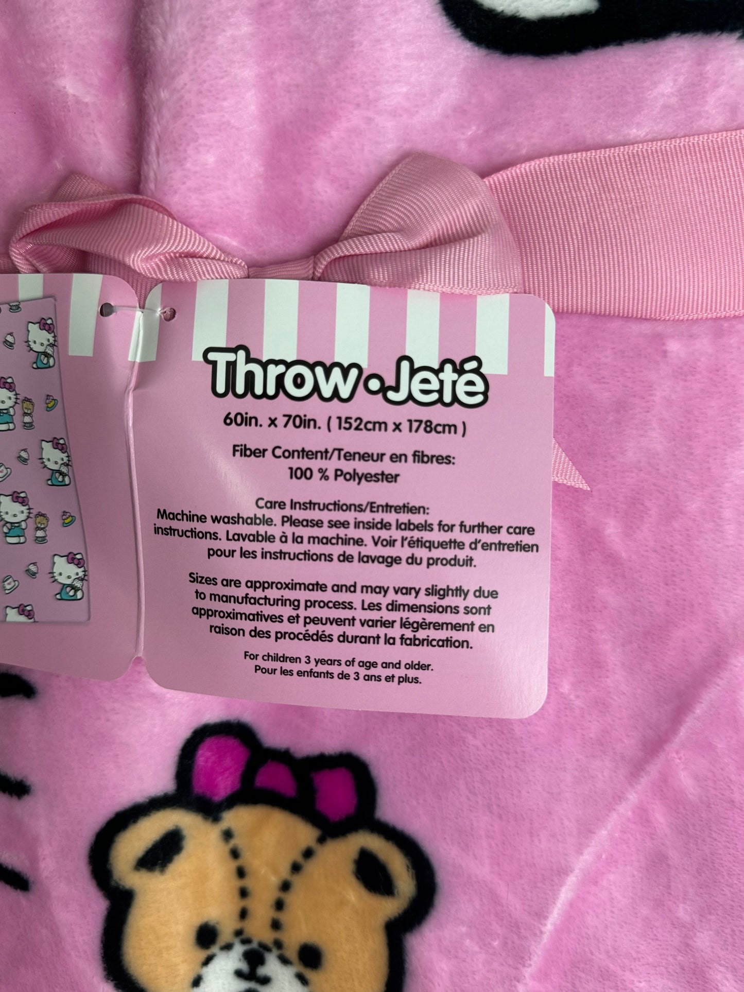 Hello Kitty Teddy Bear Throw Blanket