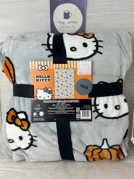 Hello Kitty Halloween Gray Pumpkin Twin Blanket