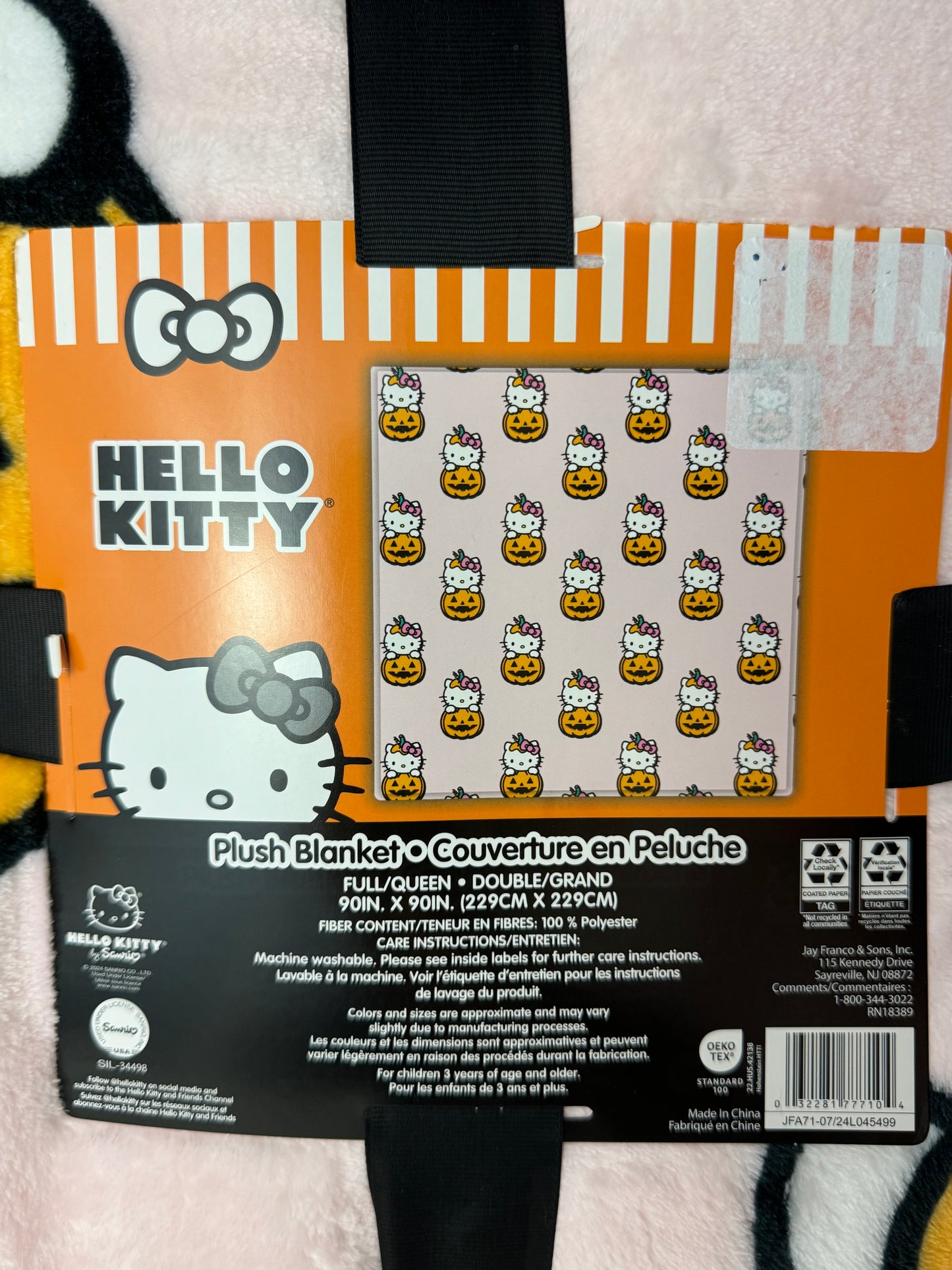 Hello Kitty Halloween Pink Pumpkin Full/Queen Blanket