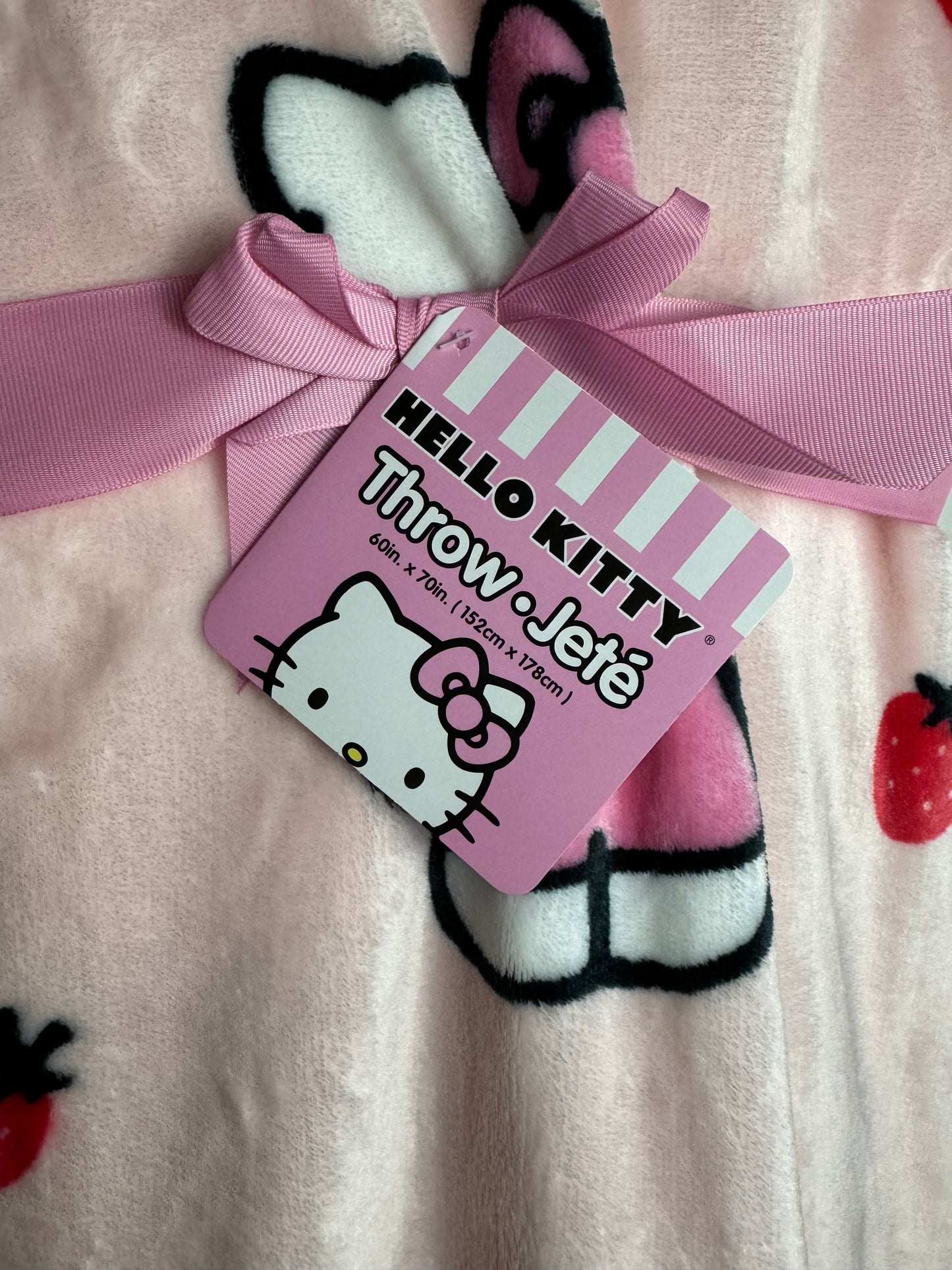 Hello Kitty Pink Strawberry Throw Blanket