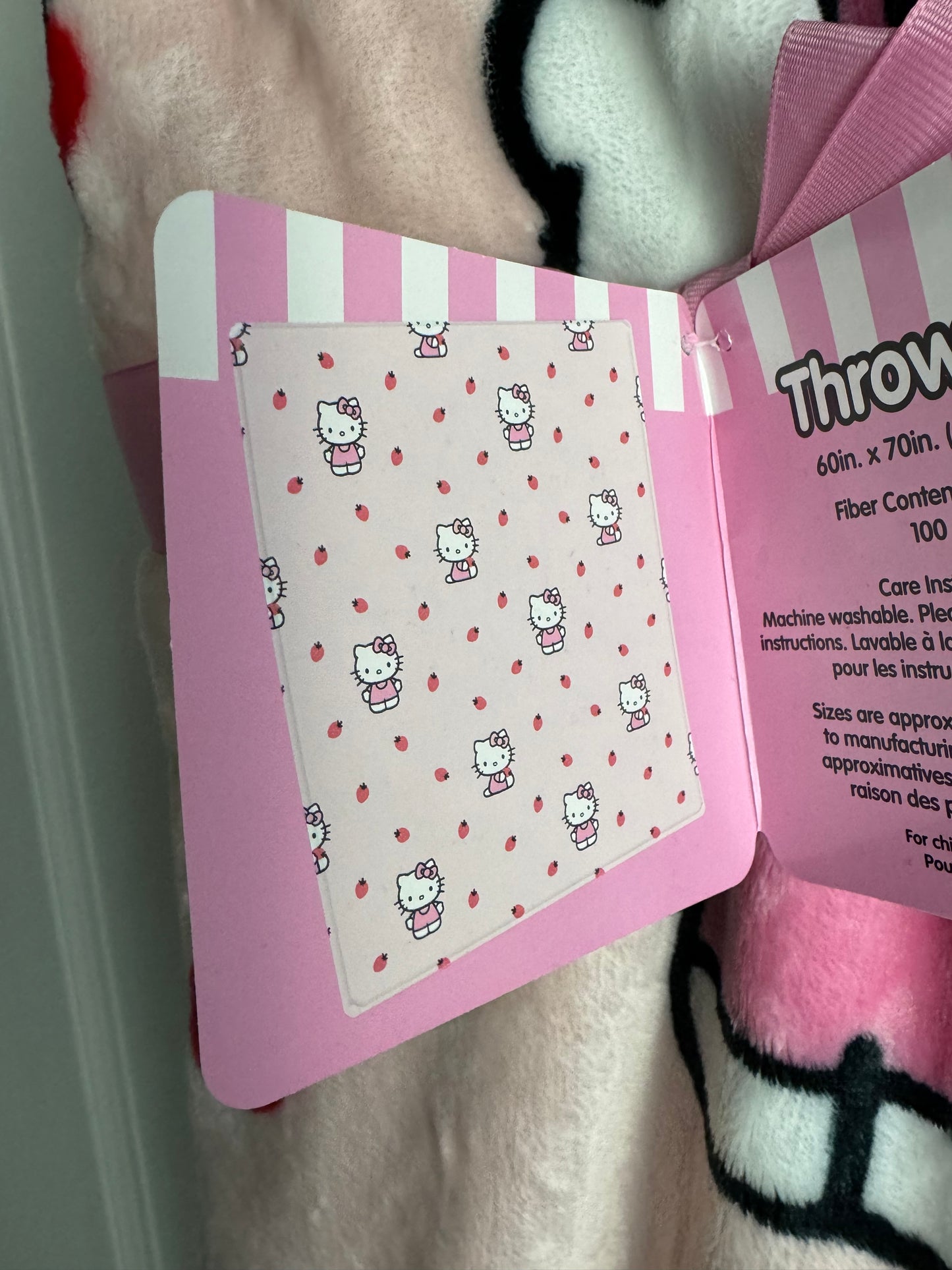 Hello Kitty Pink Strawberry Throw Blanket