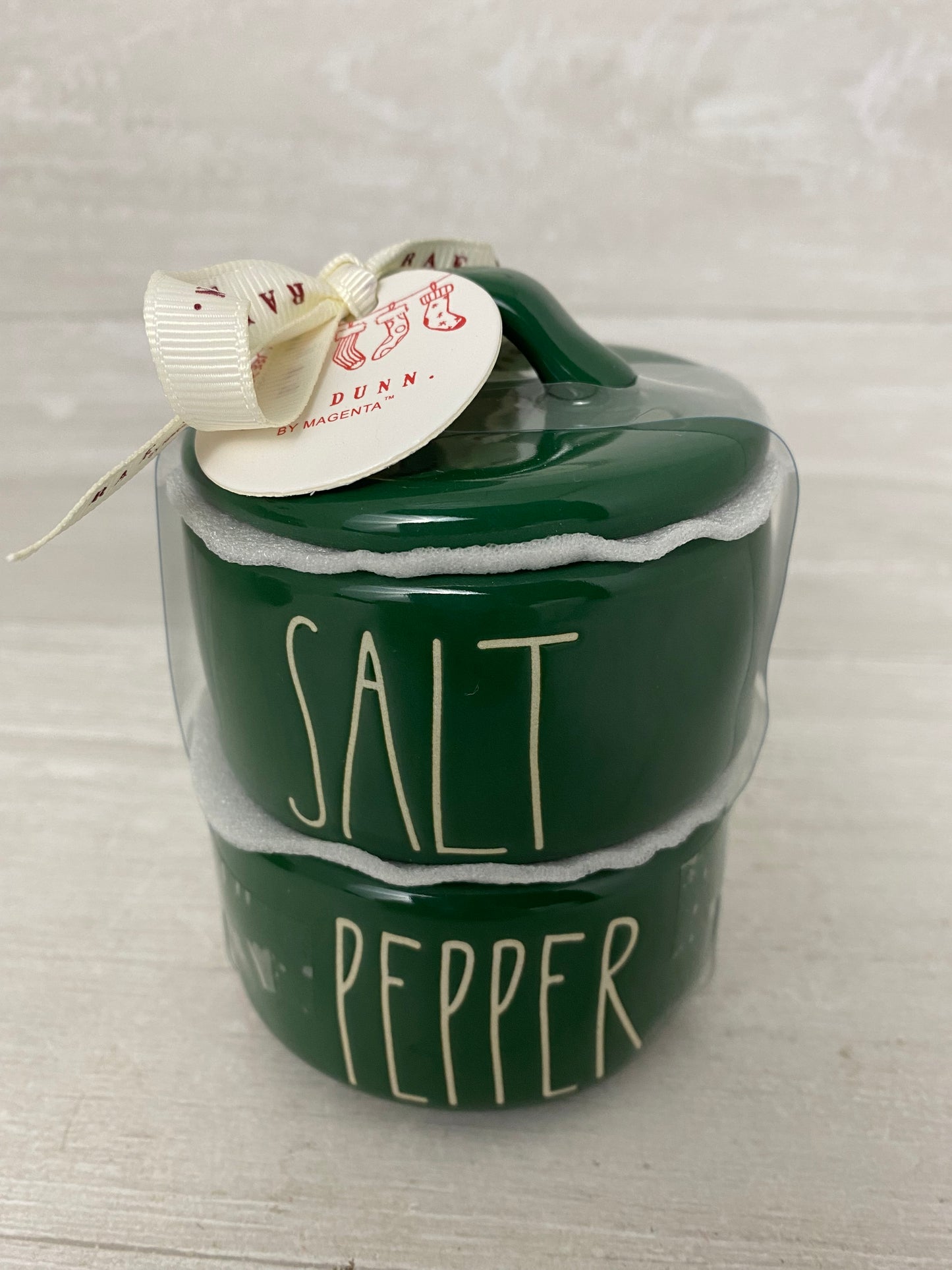 Rae Dunn Salt And Pepper Stacker (Green)