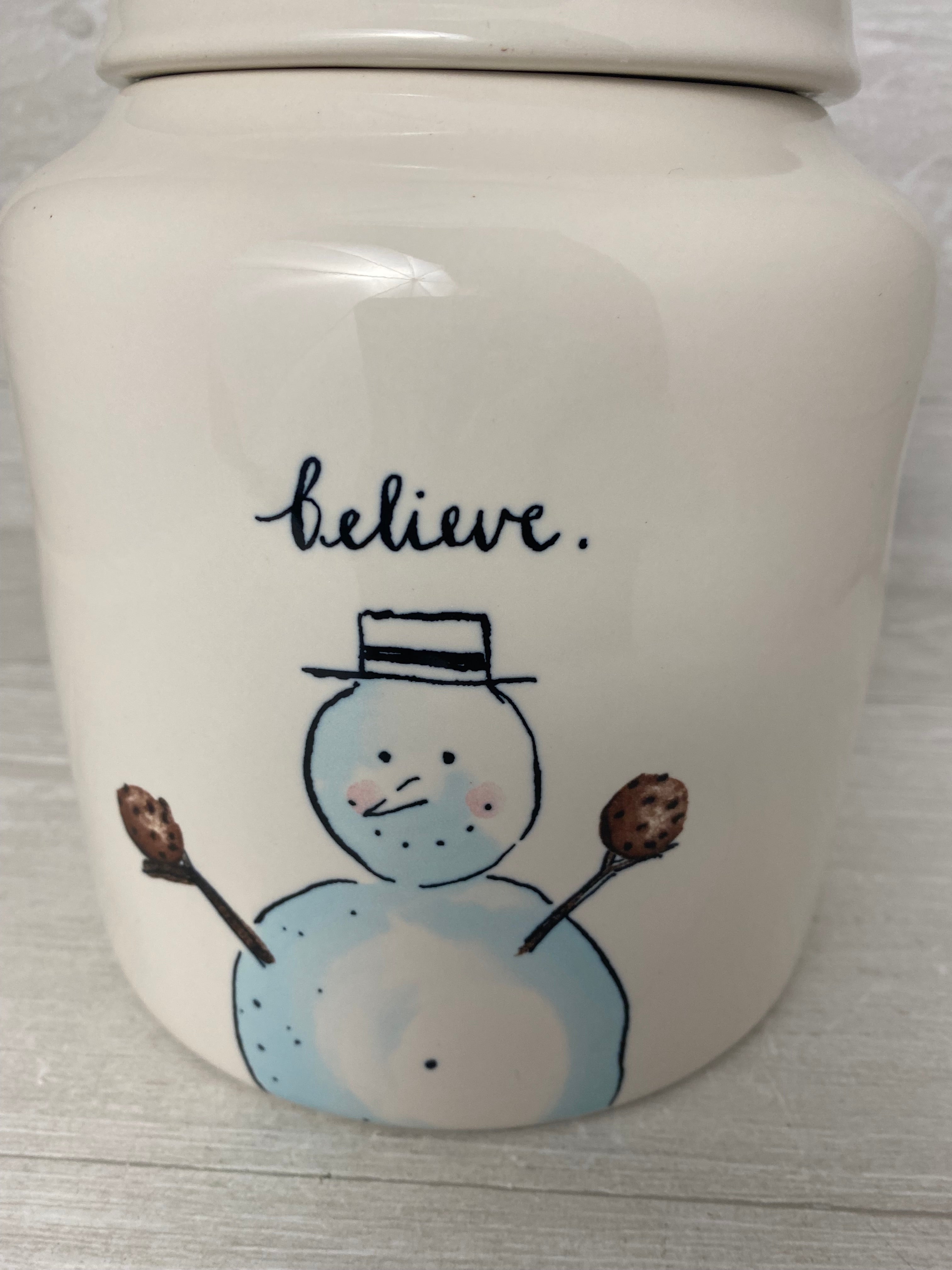 Rae Dunn Believe Snowman Canister OG outlet 2019