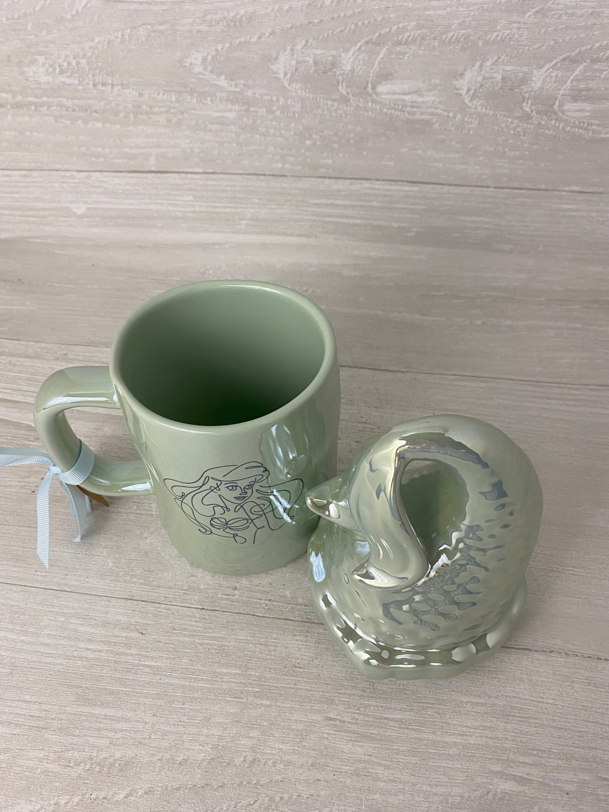 Rae Dunn Little Mermaid Mug With Shell Topper, Rae Dunn Disney