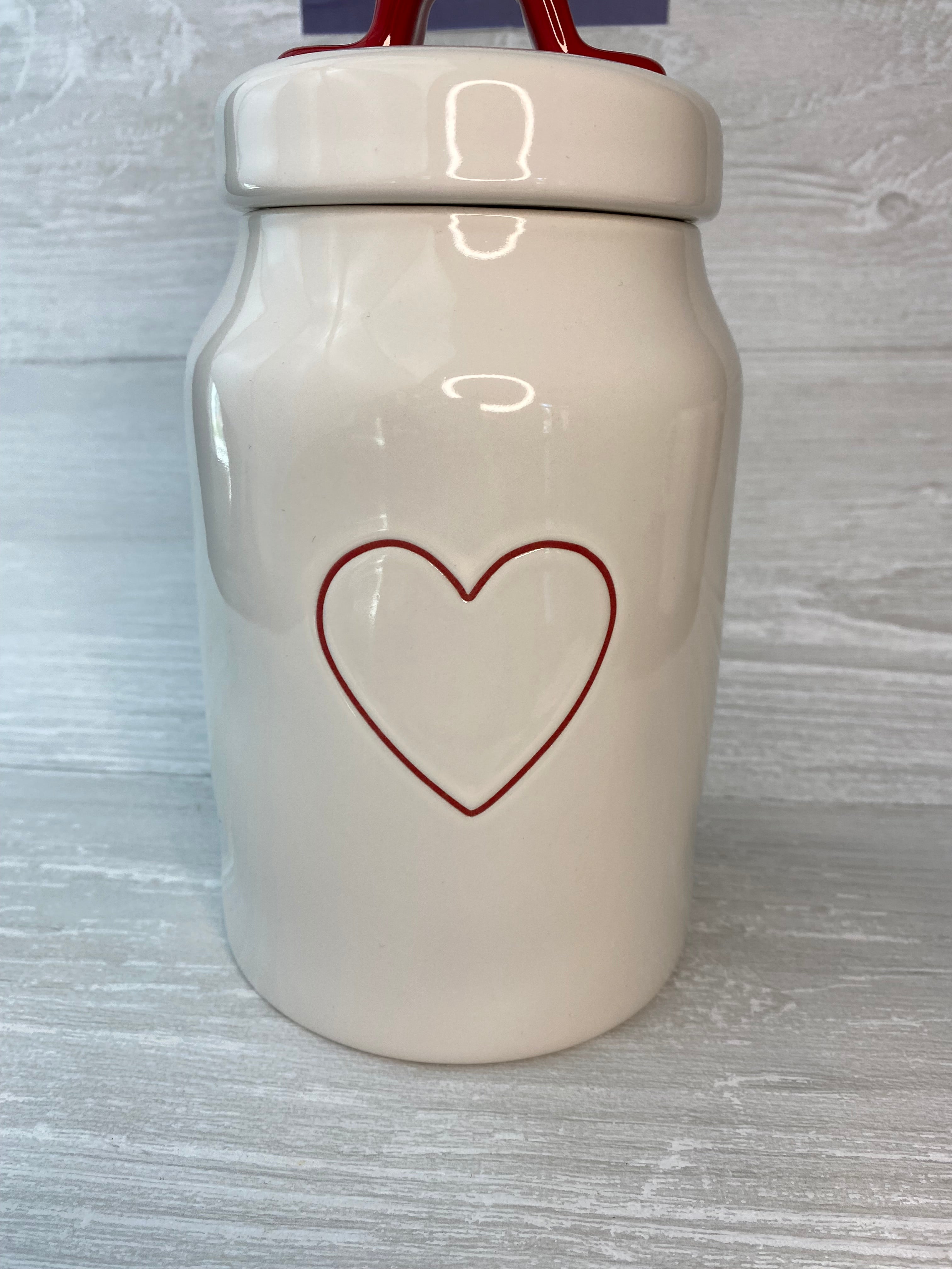 Rae Dunn Red Heart Canister Complete Set